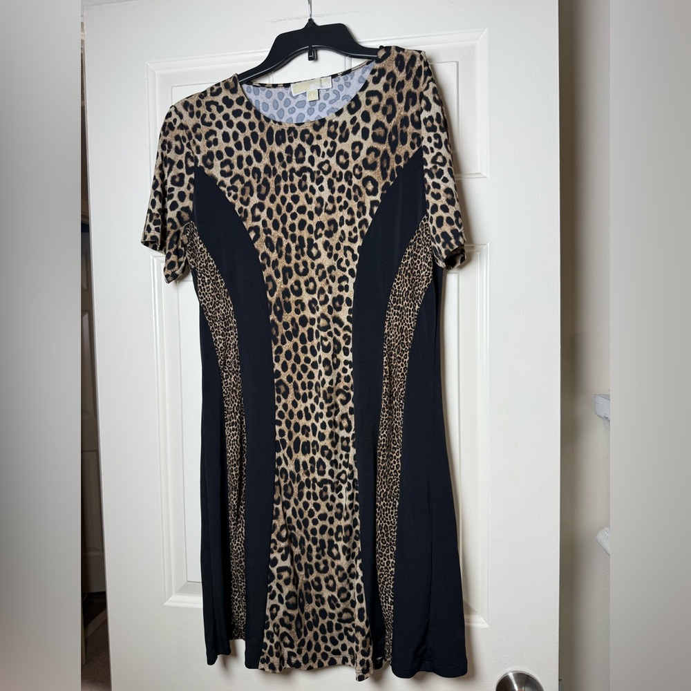 Michael Kors leopard A-line print short dress